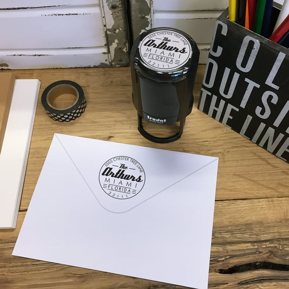 Personalized Round Self-Inking Rubber Stamp - The Arthurs