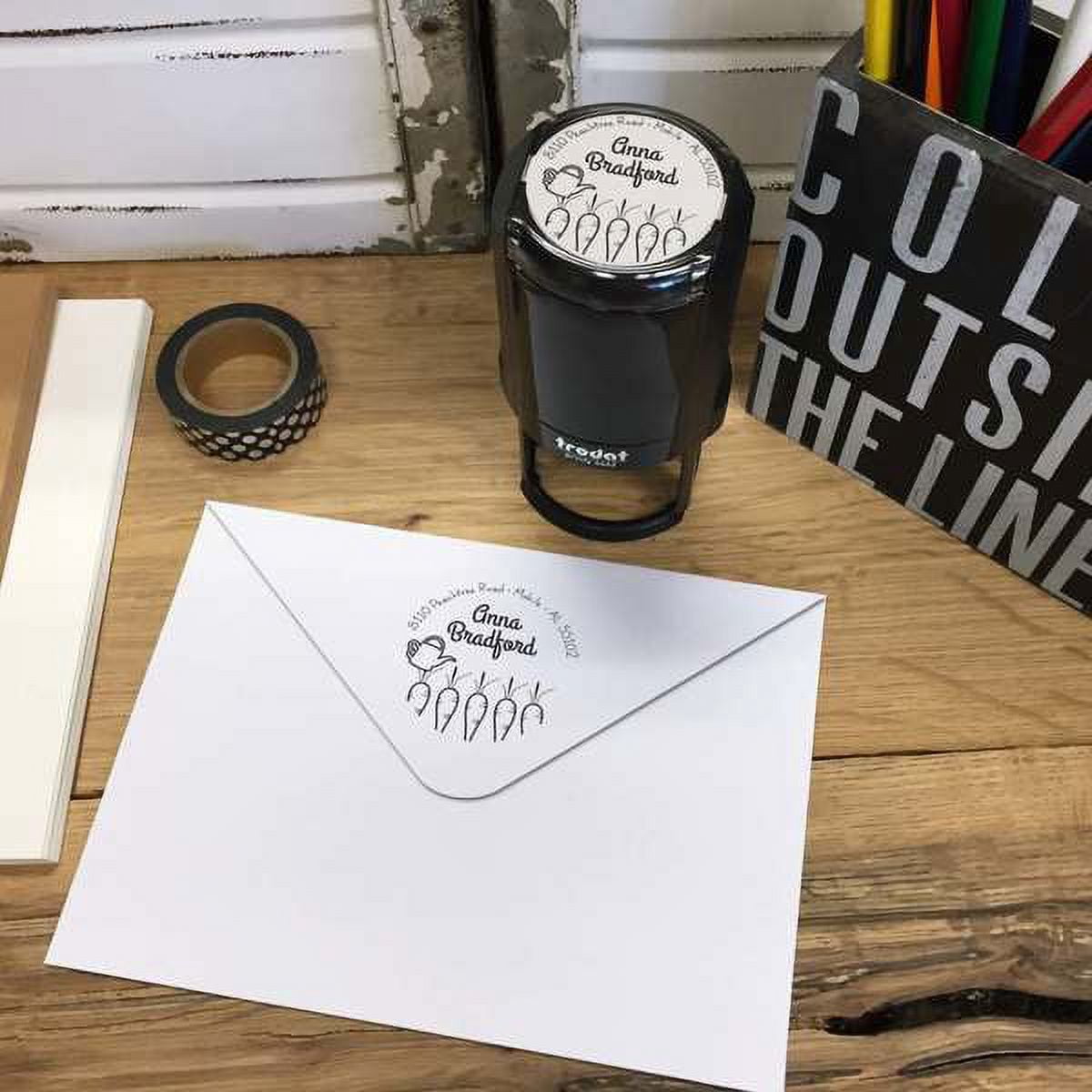 Personalized Round Self-Inking Rubber Stamp - The Bradford