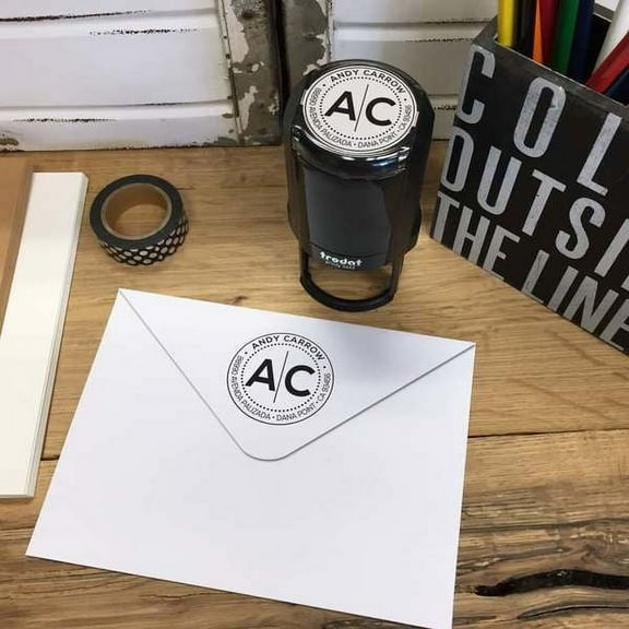 Personalized Round Self-Inking Rubber Stamp - The Carrow