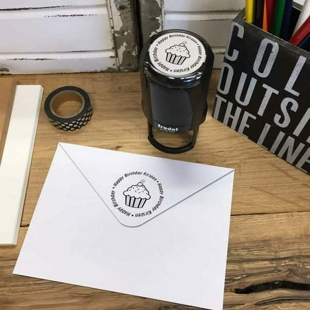 Personalized Round Self-Inking Rubber Stamp - The Cupcake