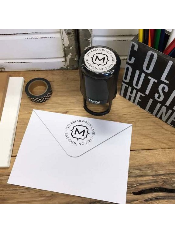 Personalized Round Self-Inking Rubber Stamp - The Family Initial