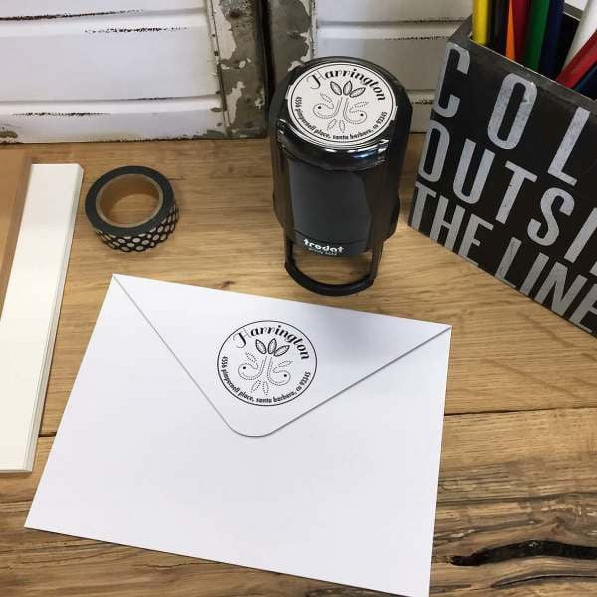 Personalized Round Self-Inking Rubber Stamp - The Harrington