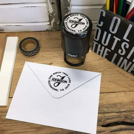 Personalized Round Self-Inking Rubber Stamp - The Johnson