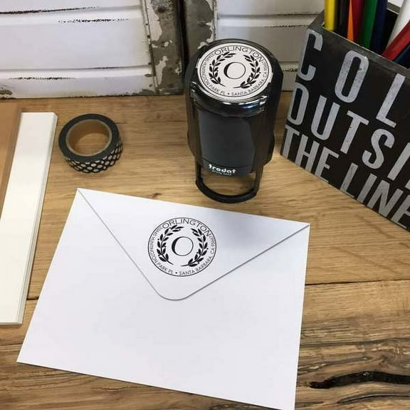 Personalized Round Self-Inking Rubber Stamp - The Orlington