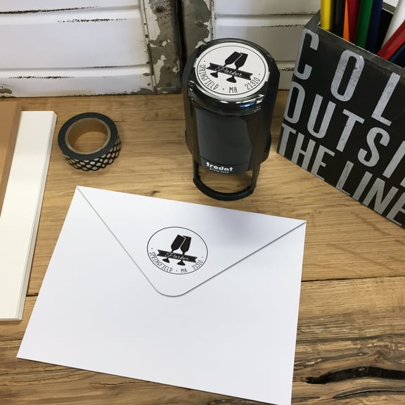 Personalized Round Self-Inking Rubber Stamp - The Parker