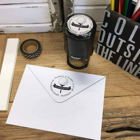 Personalized Round Self-Inking Rubber Stamp - The Sullivan Golf