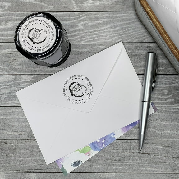 Personalized Round Self-Inking Stamp - Santa