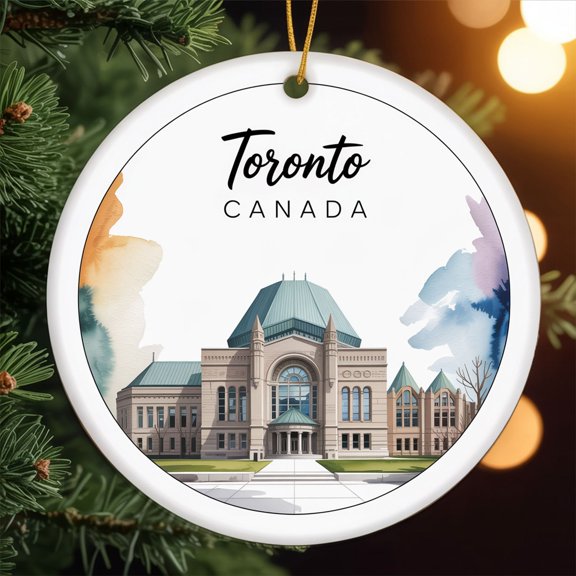 Personalized Royal Ontario Museum – Toronto, Ontario Travel Ornament Custom Ceramic Ornament for Christmas Tree Decoration Gift for Travelers, Couples, Friends, Valentine Gifts 228OR37