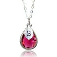 thumbnail image 1 of Personalized Ruby Necklace, July Teardrop Birthstone Necklace, Bridesmaid Necklace, Custom Initial Necklace, Birthday Gift for Her - 16" Rose Gold Plated, 1 of 5