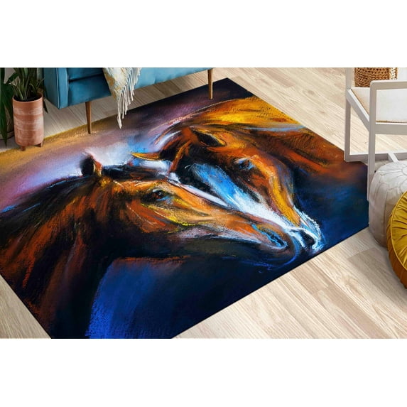 Personalized Rug, Custom Rug, Personalized Gift Rug, Soft Rug, Printed Rug, 3D Rug, Horse Design Rug, Nursey Rug, Non Woven Non Slip Rug, 3.3'x9.2' - 100x280 cm