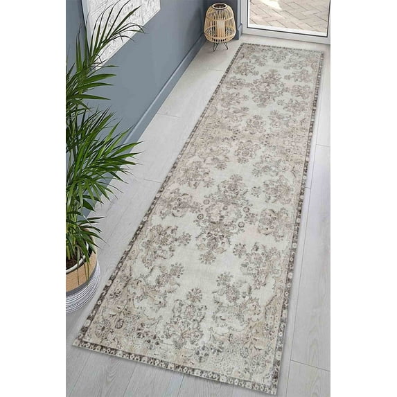 Personalized Rug, Wedding Rugs, Oushak Rug, Turkish Rug, Floral Rugs, Easy To Clean Rug, Chenille Printed Stye Rug, Bedroom Rugs, Saloon Rugs, 2.6'x6.5' - 80x200 cm