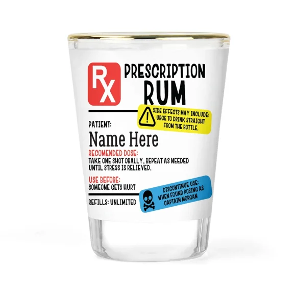 Personalized Rum Shot Glass Rx Barware Name Custom Gift Ideas Shooter Gifts