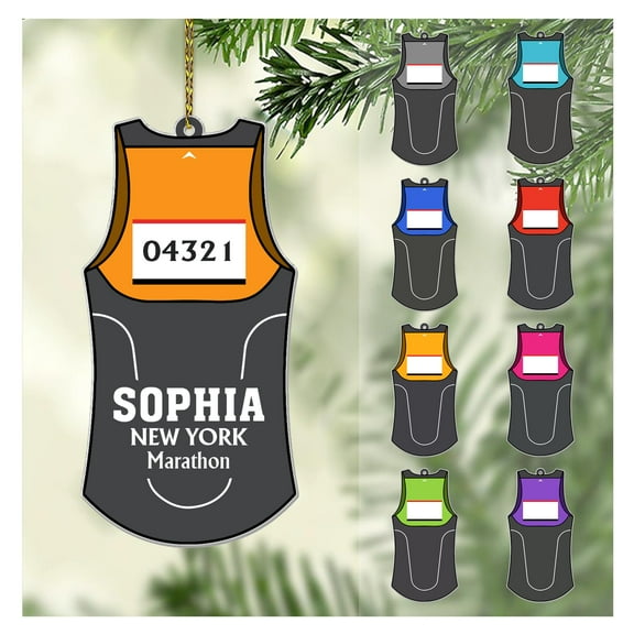 Personalized Running Shirt 2D Flat Ornament - Marathon Gifts for Women Men Lovers - Cross Country Gifts for Runners Triathletes - Running Present for Athletes - Custom Acrylic Ornament Decor