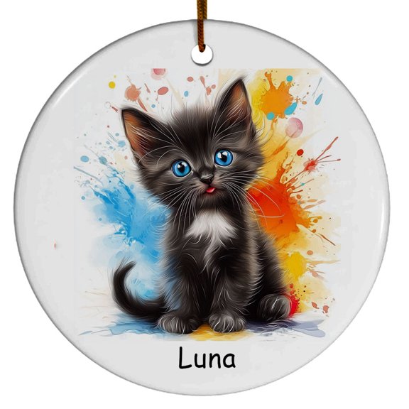 Personalized Russian Black Cat Christmas Ornament, Customized Ornament with Cat Name, Christmas Ornament, Gift for Mother's day, Father's day, Christmas, Birthday, Gift for Cat Lover