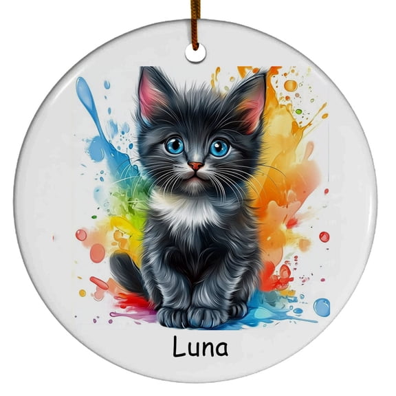 Personalized Russian Blue Cat Christmas Ornament, Customized Ornament with Cat Name, Christmas Ornament, Gift for Mother's day, Father's day, Christmas, Birthday, Gift for Cat Lover