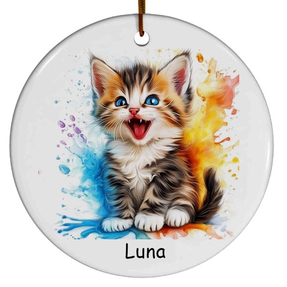 Personalized Russian Tabby Cat Christmas Ornament, Customized Ornament with Cat Name, Christmas Ornament, Gift for Mother's day, Father's day, Christmas, Birthday, Gift for Cat Lover