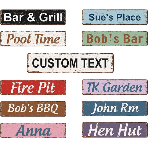 Personalized Rustic Metal Address Sign, UV Printed .040 Solid Aluminum, 4 x 18 Inch, Indoor or Outdoor Door Porch Yard Home Decor