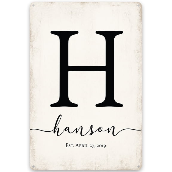 Personalized Rustic Metal Wall Decor Sign - 8x12 Inch Monogram Style Custom Family Name Iron Plaque - Easy Hanging Home Decor Art with Vintage Finish - Weather Resistant for Indoor/Outdoor Use