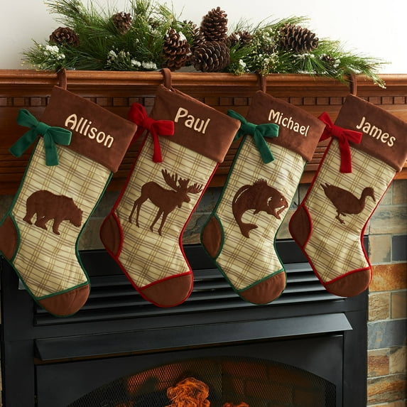 Personalized Rustic Woodland Christmas Stocking Available In Different Animal's