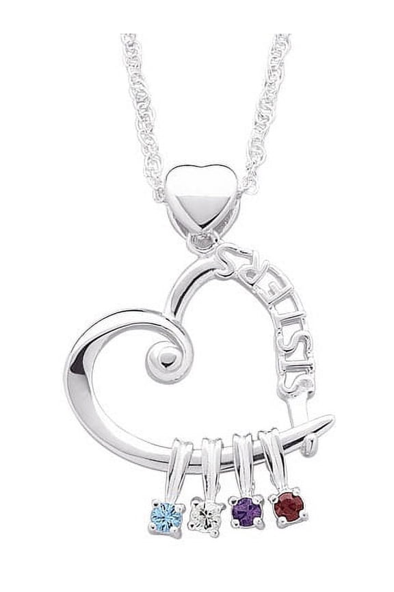 Personalized "SISTERS" Birthstone Pendant, 20 " chain