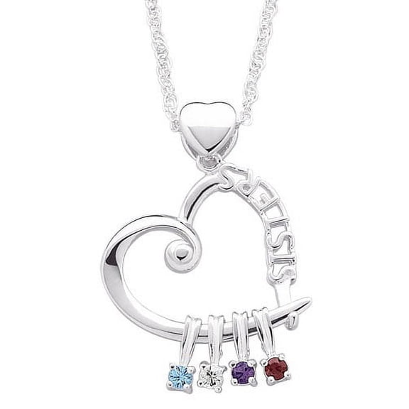 Personalized "SISTERS" Birthstone Pendant, 20 " chain