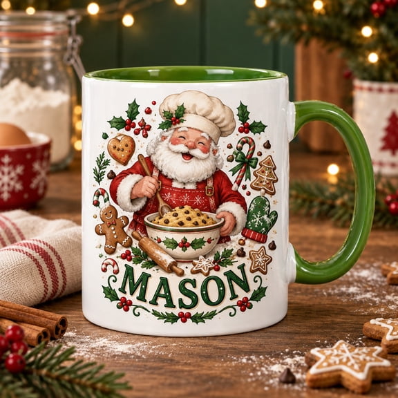 Personalized Santa Baking Crew Ceramic Coffee Mug Christmas Gift