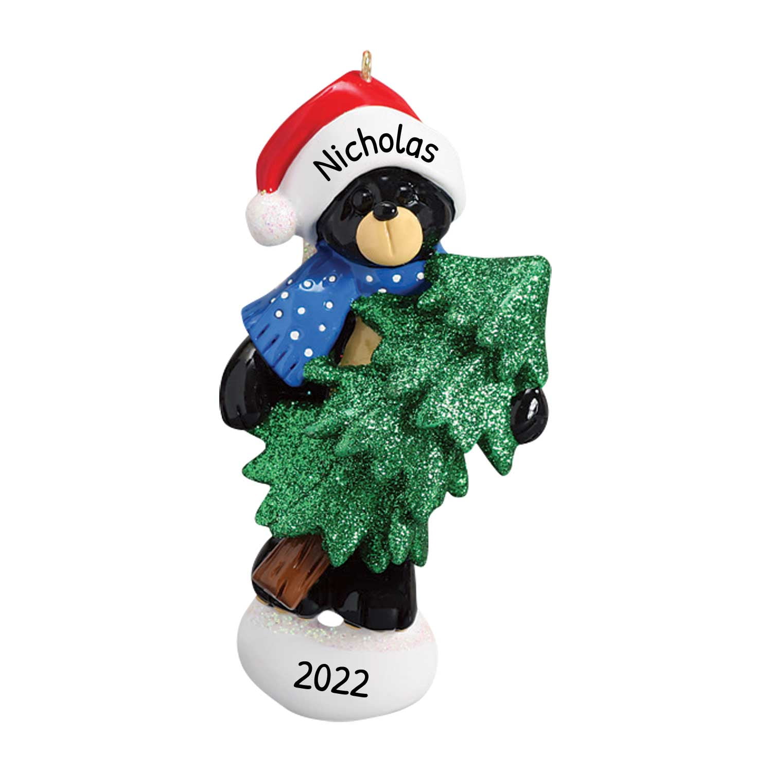 Personalized Santa Bear Ornament Holiday Bear 2023, Christmas Bear