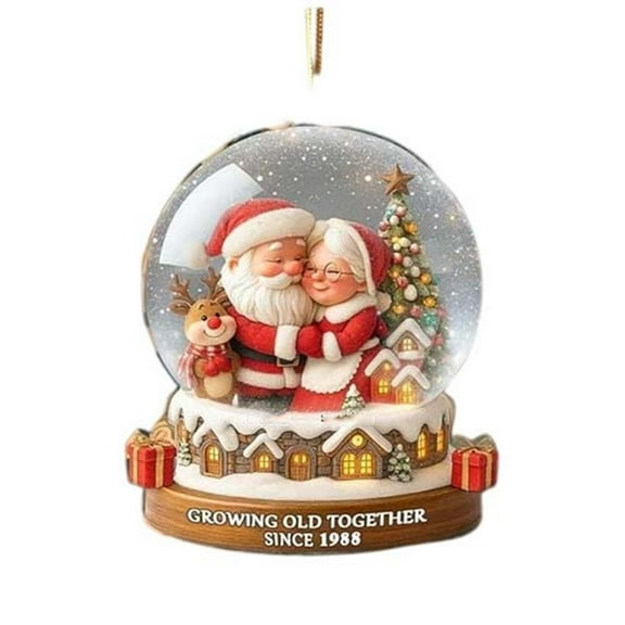 Personalized Santa Couple Growing Old Together Acrylic Ornament, Christmas Ornament for Couples,Elderly Couple Christmas Ornament Gifts