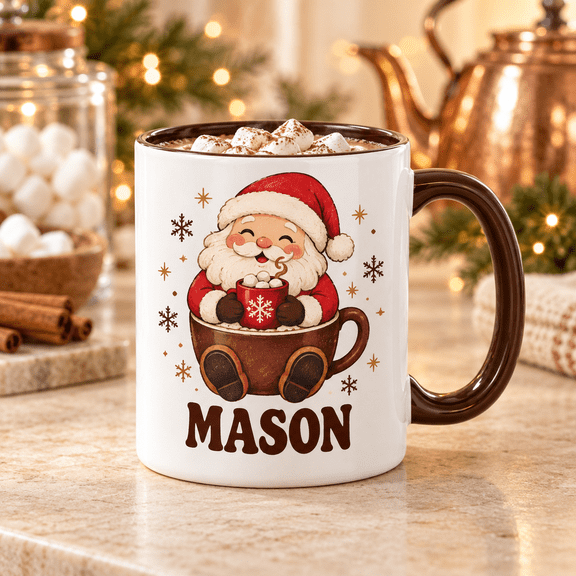 Personalized Santa Hot Cocoa Ceramic Coffee Mug Christmas Gift