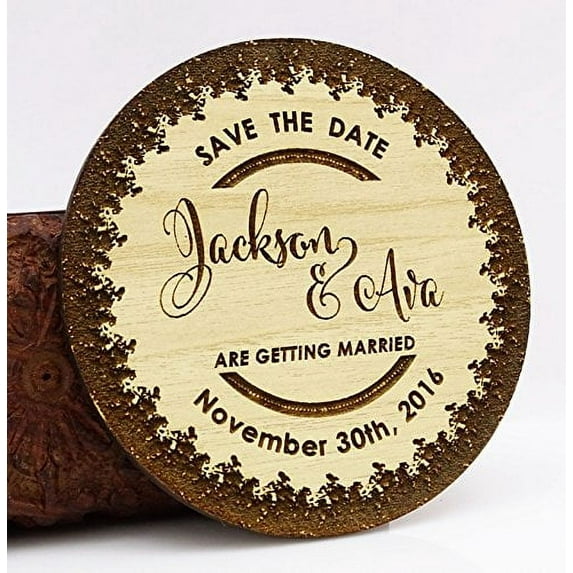 Personalized Save The Date Magnet 50 Rustic Engraved Wood Magnets Wedding Announcements Idea