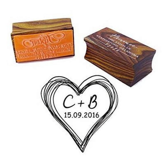 Personalized Save The Date Round Stamp Custom Wood Mounted Rubber Stamp Wedding Gift
