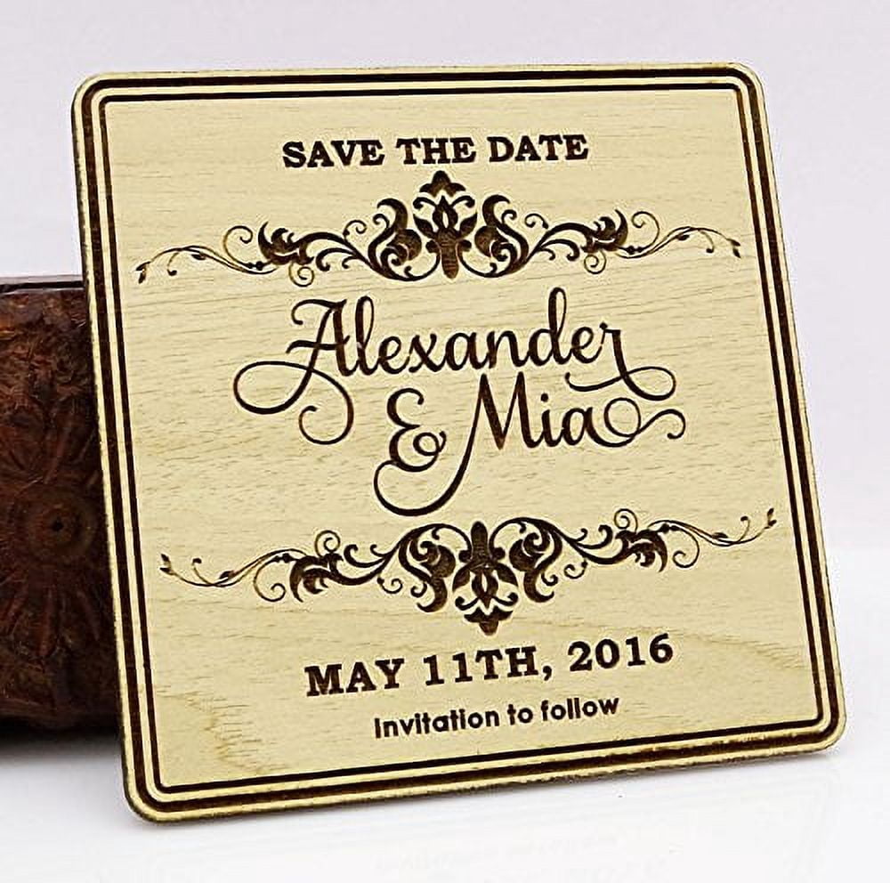 Personalized Save The Date Wood Magnet 50 Rustic Engraved Wooden ...
