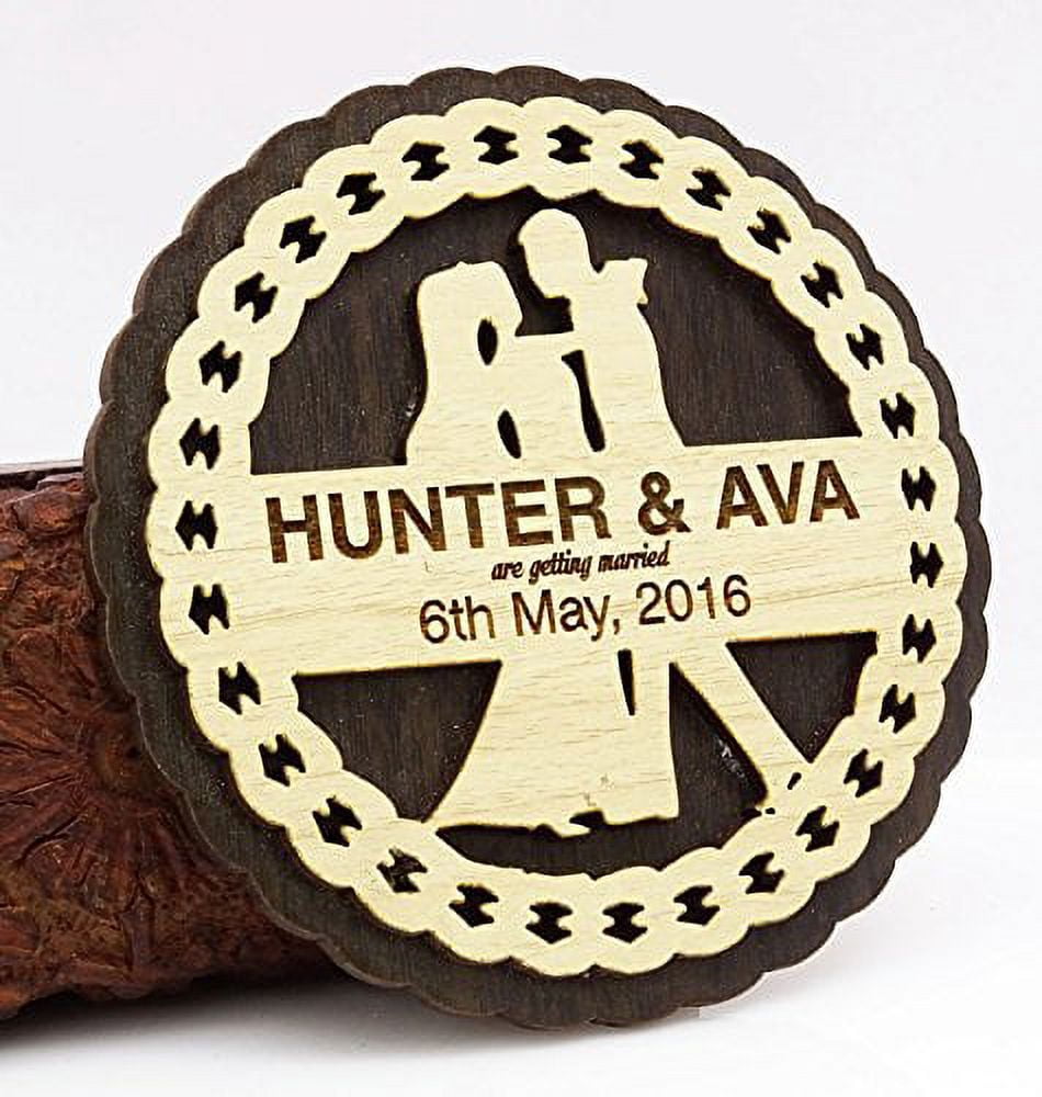 Personalized Save The Date Wooden Engraved Magnets 20 Rustic Wedding ...