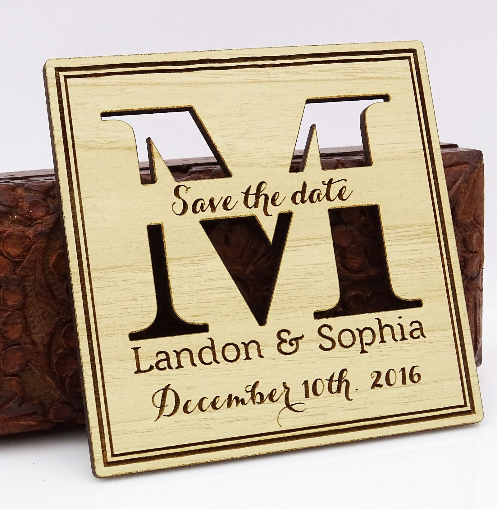 Personalized Save The Date Wooden Engraved Magnets 20 Rustic Wedding ...
