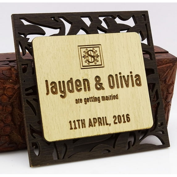 Personalized Save The Date Wooden Engraved Magnets 20 Rustic Wedding Announcements With Envelopes