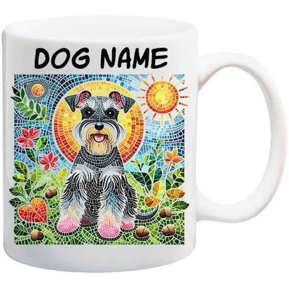 Personalized Schnauzer Dog Mug with Name, Custom Name Coffee Cup Picture Of Schnauzer Dog Stained Glass Effect, Tea Cup Gift for Pet, Gift for Him or Her Oig4.sbnhmxnuoh2nrbw8 11 Oz White 916689