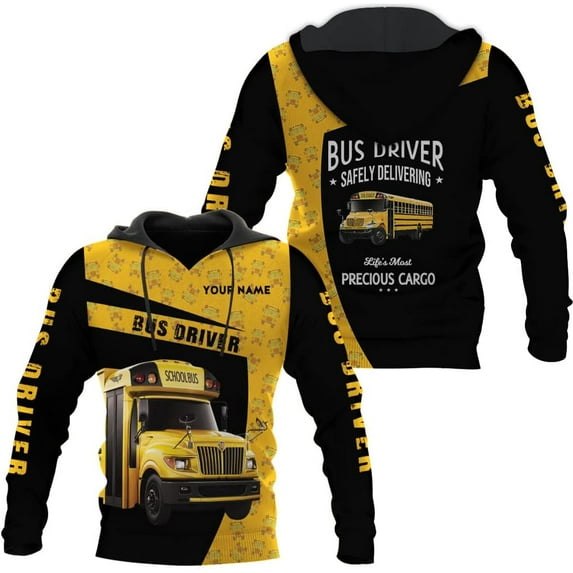 Personalized School Bus Driver Hoodie Yellow Bus Driver Hoodies School Bus Driver Sweaters Shirts Men & Women (Hoodie, 5XL)