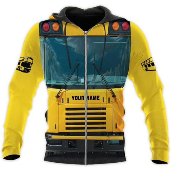 Personalized School Bus Driver Hoodie Yellow Bus Driver Hoodies School Bus Driver Sweaters Shirts Men & Women (ZipHoodie, S)