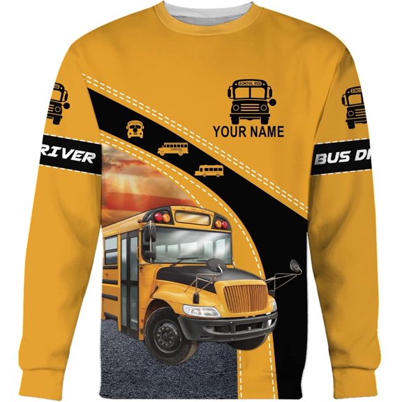 Personalized School Bus Driver Shirt - Custom Yellow Bus Driver 3D Hoodie for Men and Women (Sweatshirt, 4XL)
