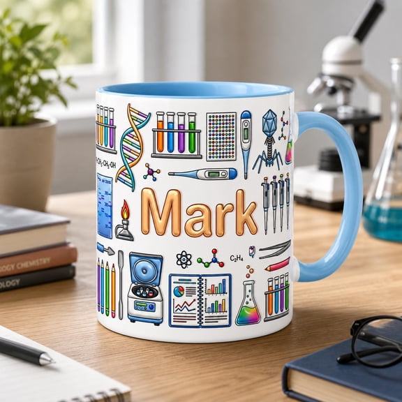 Personalized Science Mug, Chemistry Teacher Gift, Custom Name Lab Coffee Cup, Chemistry Gift For Dad