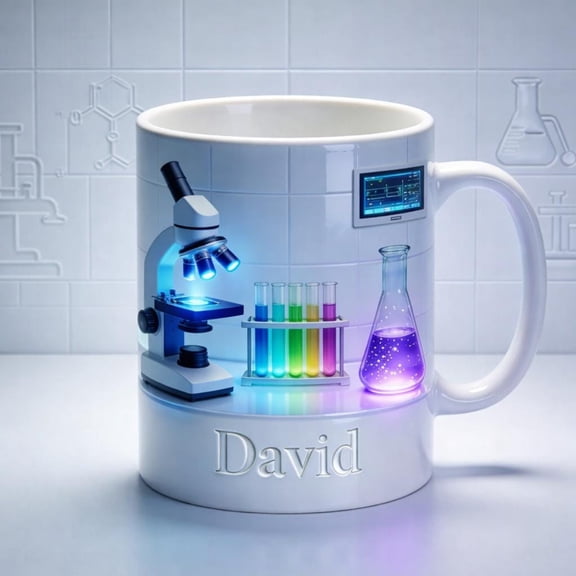 Personalized Science Mug with Name, Chemistry Lab Gift, Scientist Coffee Mug, Mug Gift for Him Her