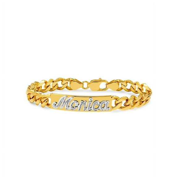 Personalized Script Bracelet with Beading with Curb Chain