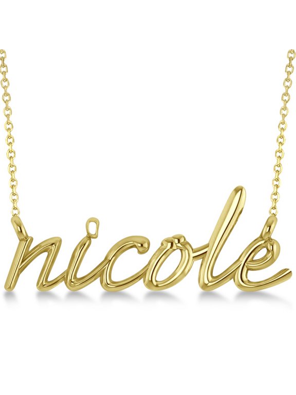 Personalized Script Font Name Pendant Necklace Solid 14k Yellow Gold