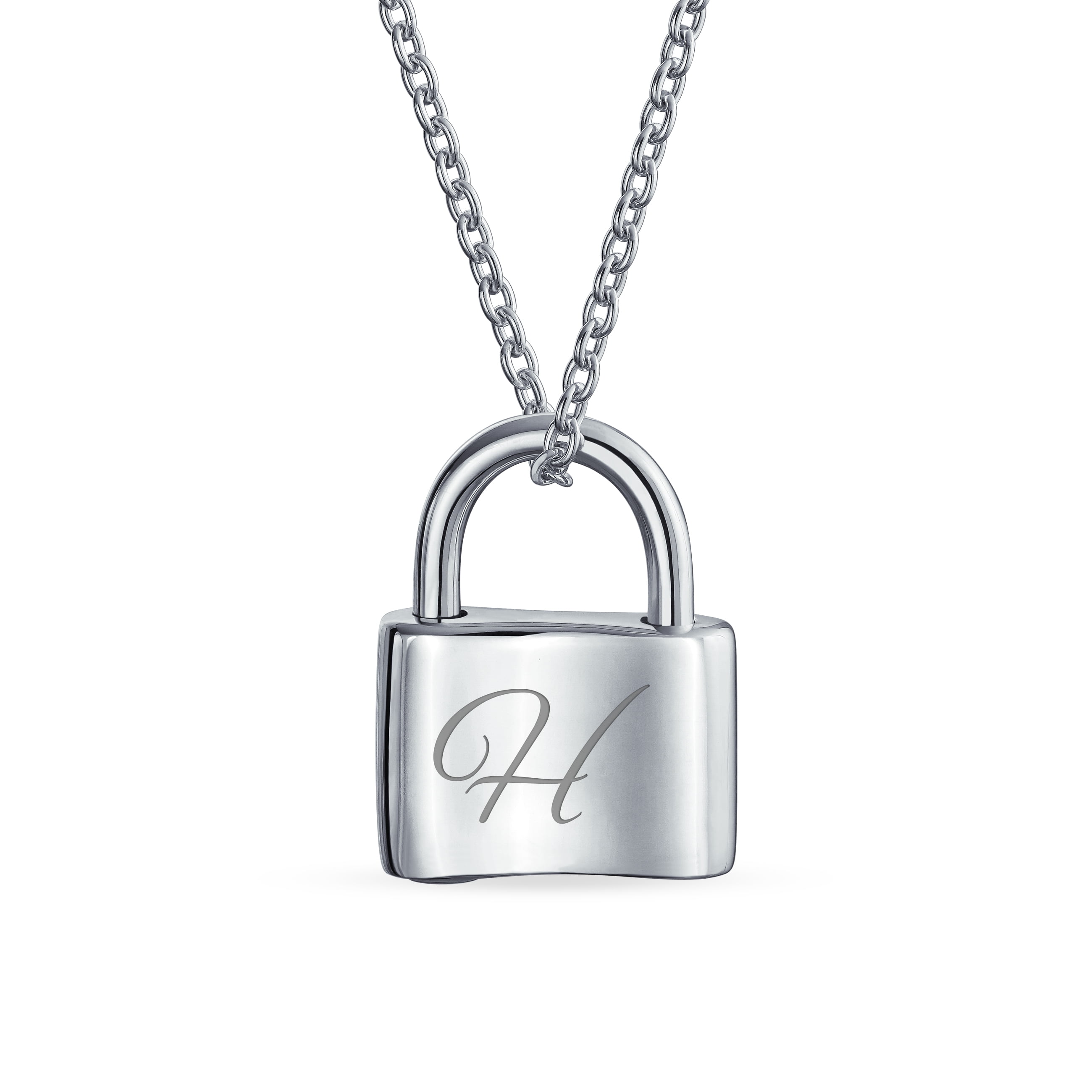 Personalized Script Initial N Lovers Padlock Pendant Necklace