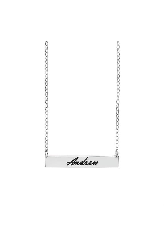 Personalized Script Laser Engraved Bar Necklace
