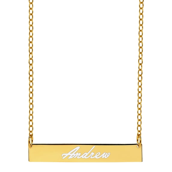 Personalized Script Laser Engraved Bar Necklace