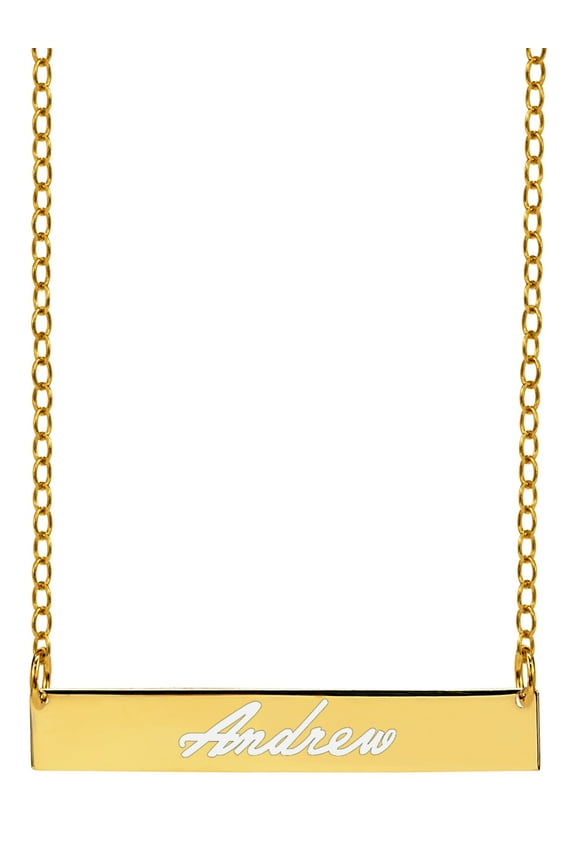 Personalized Script Laser Engraved Bar Necklace