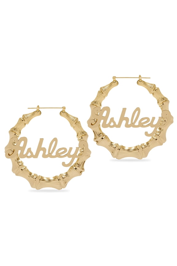 Personalized Script Name Bamboo Earrings