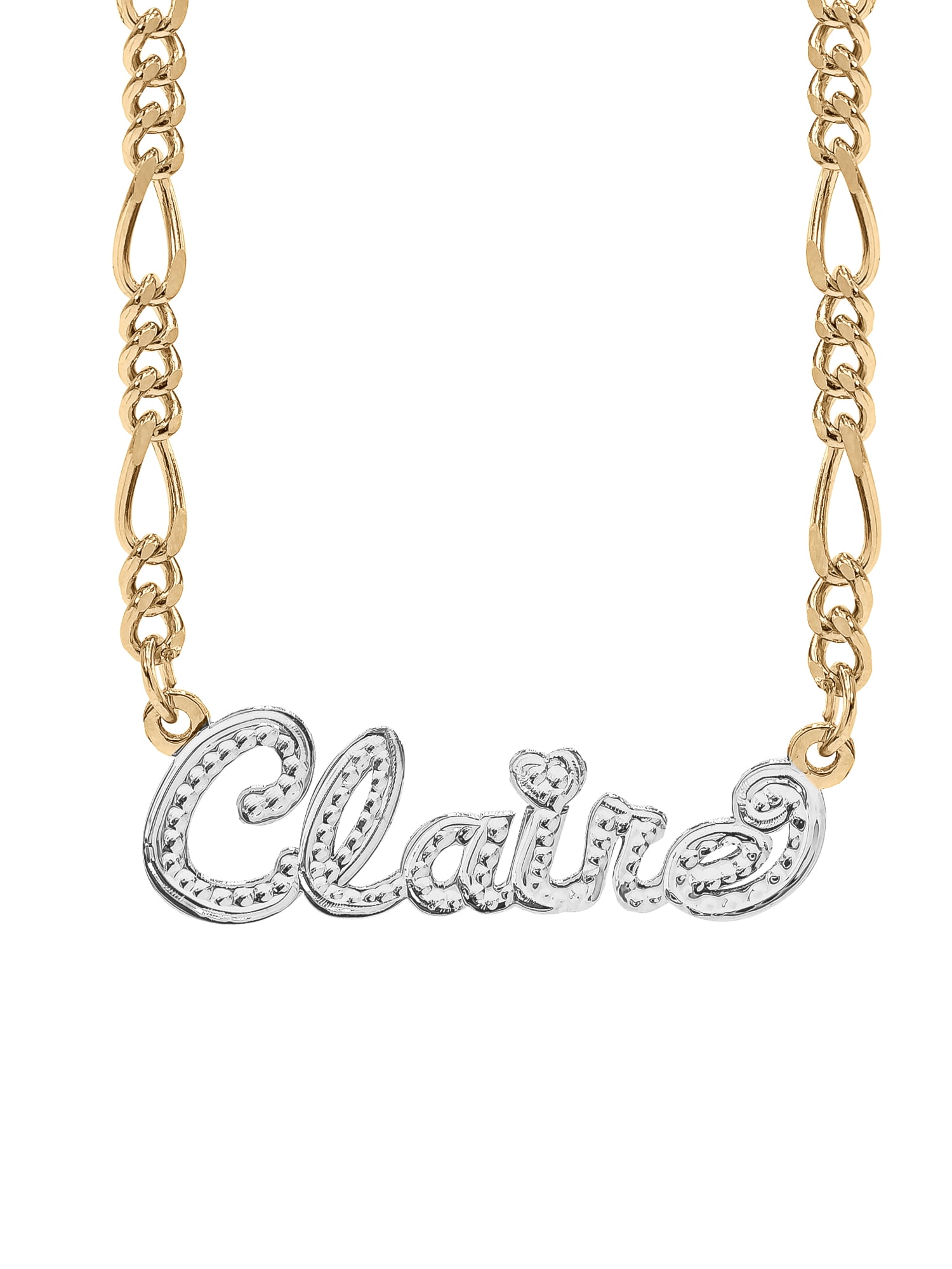 Personalized Script Name Necklace With Beading and Rhodium