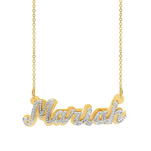 Personalized Script Name Necklace With Beading and Rhodium